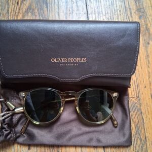 Oliver Peoples Dark Brown Leather Glasses Case